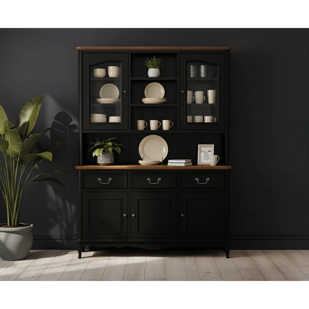 Chateau Noir Oak and Black Painted Large Dresser – image 4