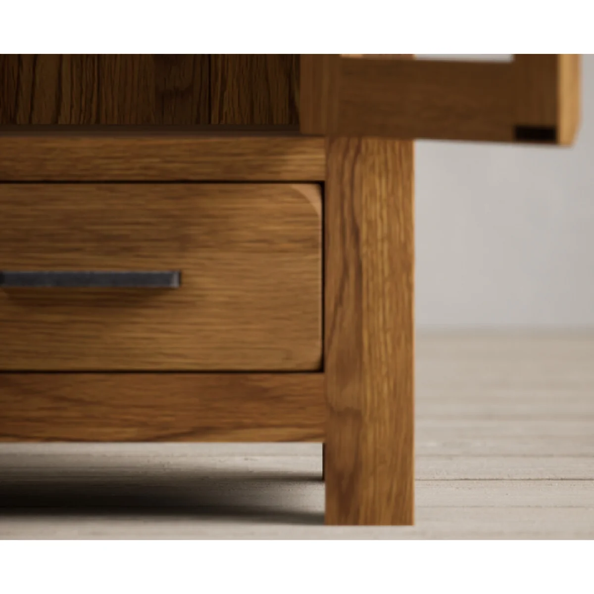 Harrogate Rustic Solid Oak Glazed Display Cabinet – image 9