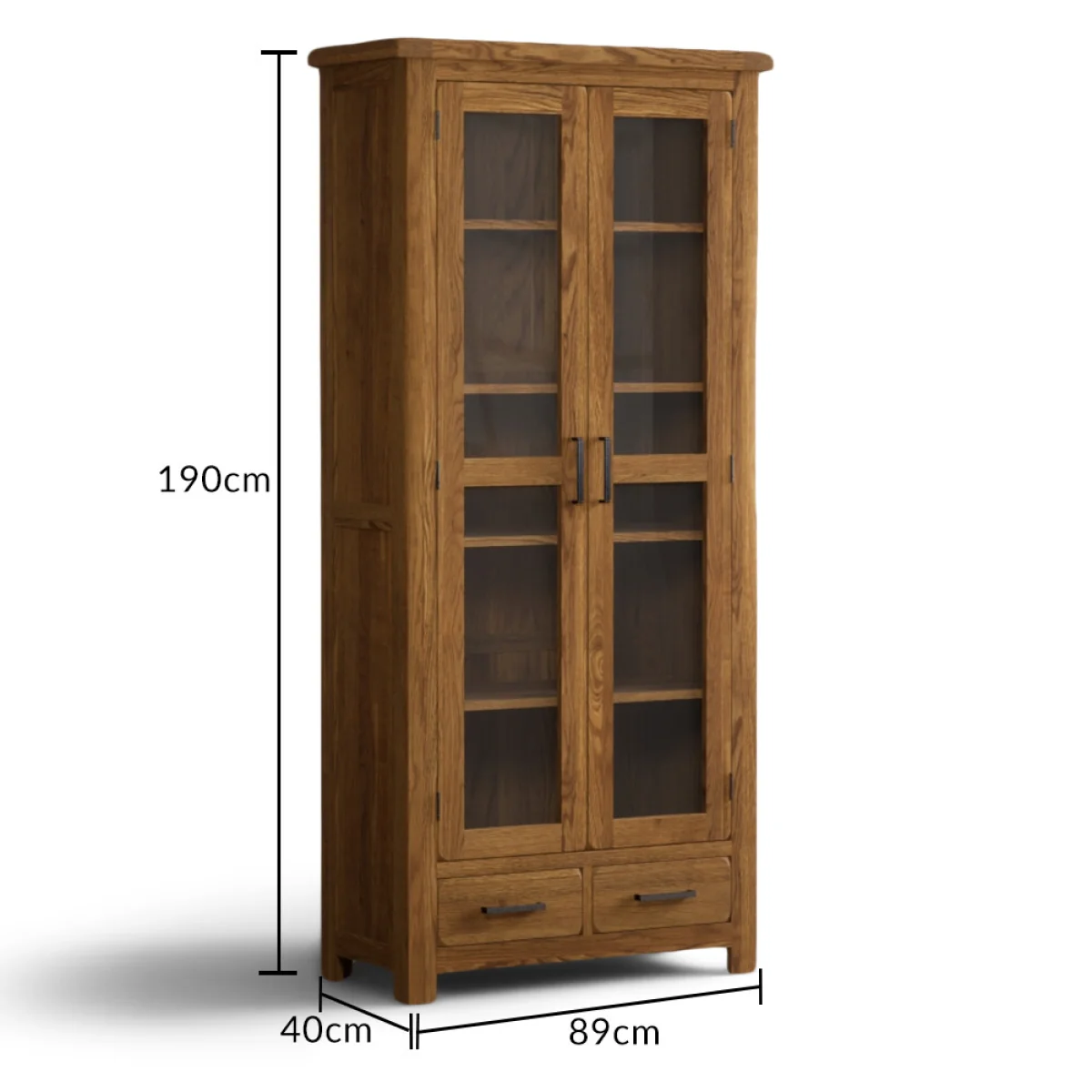 Harrogate Rustic Solid Oak Glazed Display Cabinet – image 10