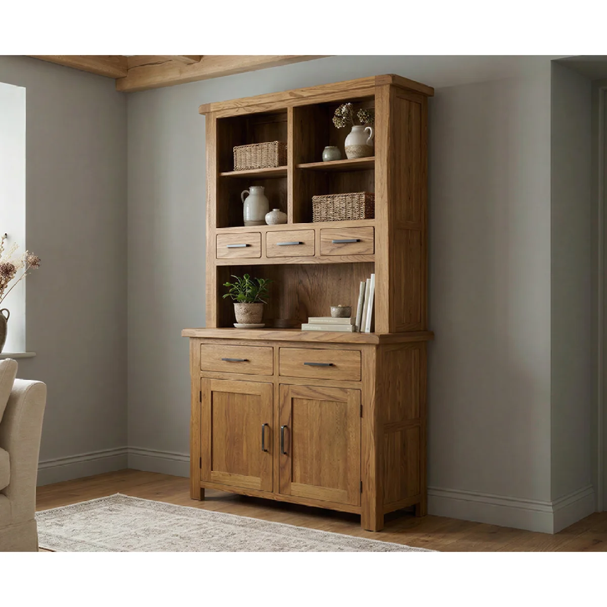 Harrogate Rustic Solid Oak Small Dresser – image 3