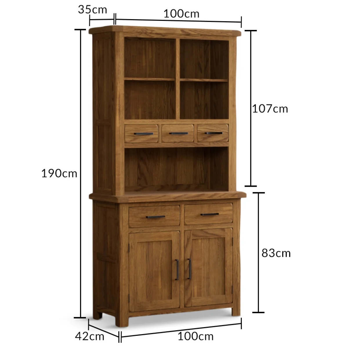 Harrogate Rustic Solid Oak Small Dresser – image 7