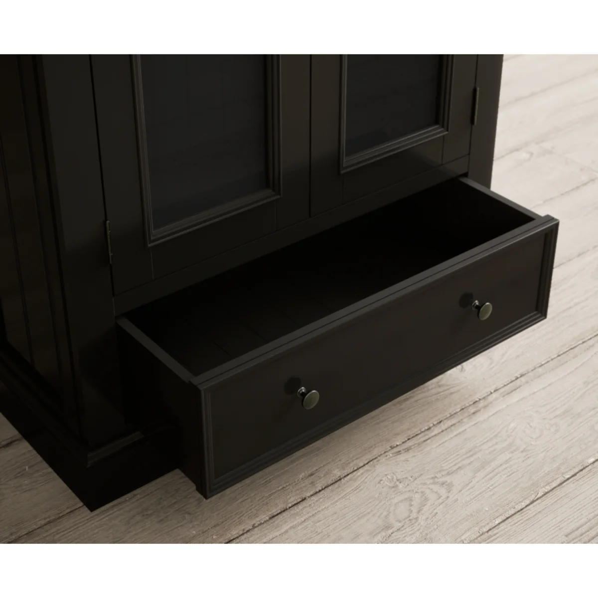 Charlton Oak and Black Painted Glazed Display Cabinet – image 7
