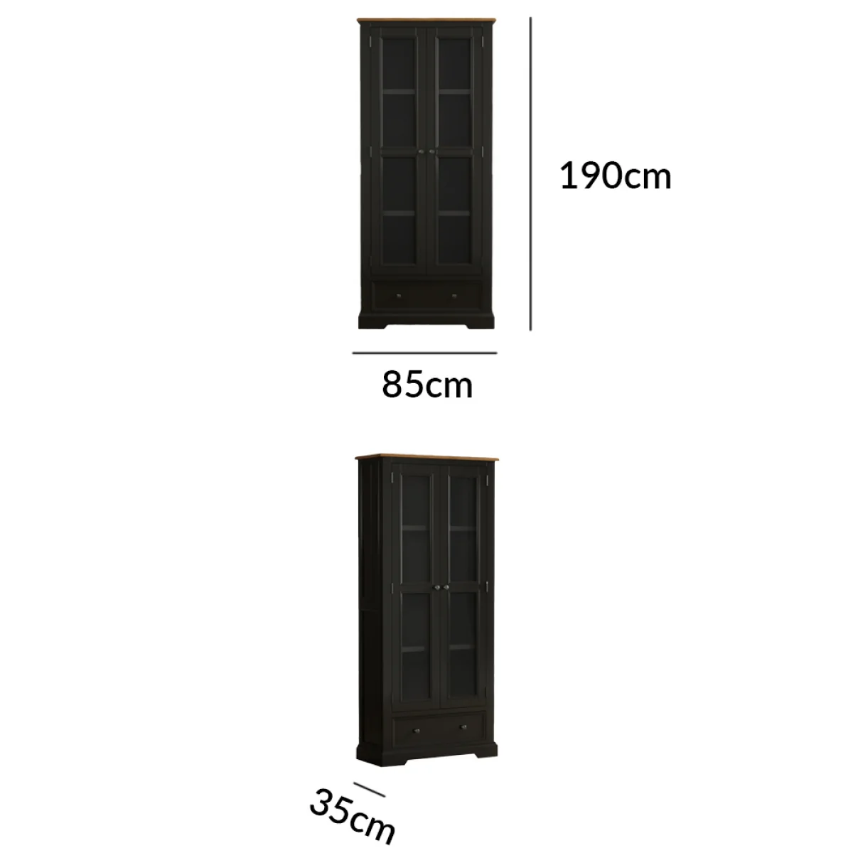 Charlton Oak and Black Painted Glazed Display Cabinet – image 9