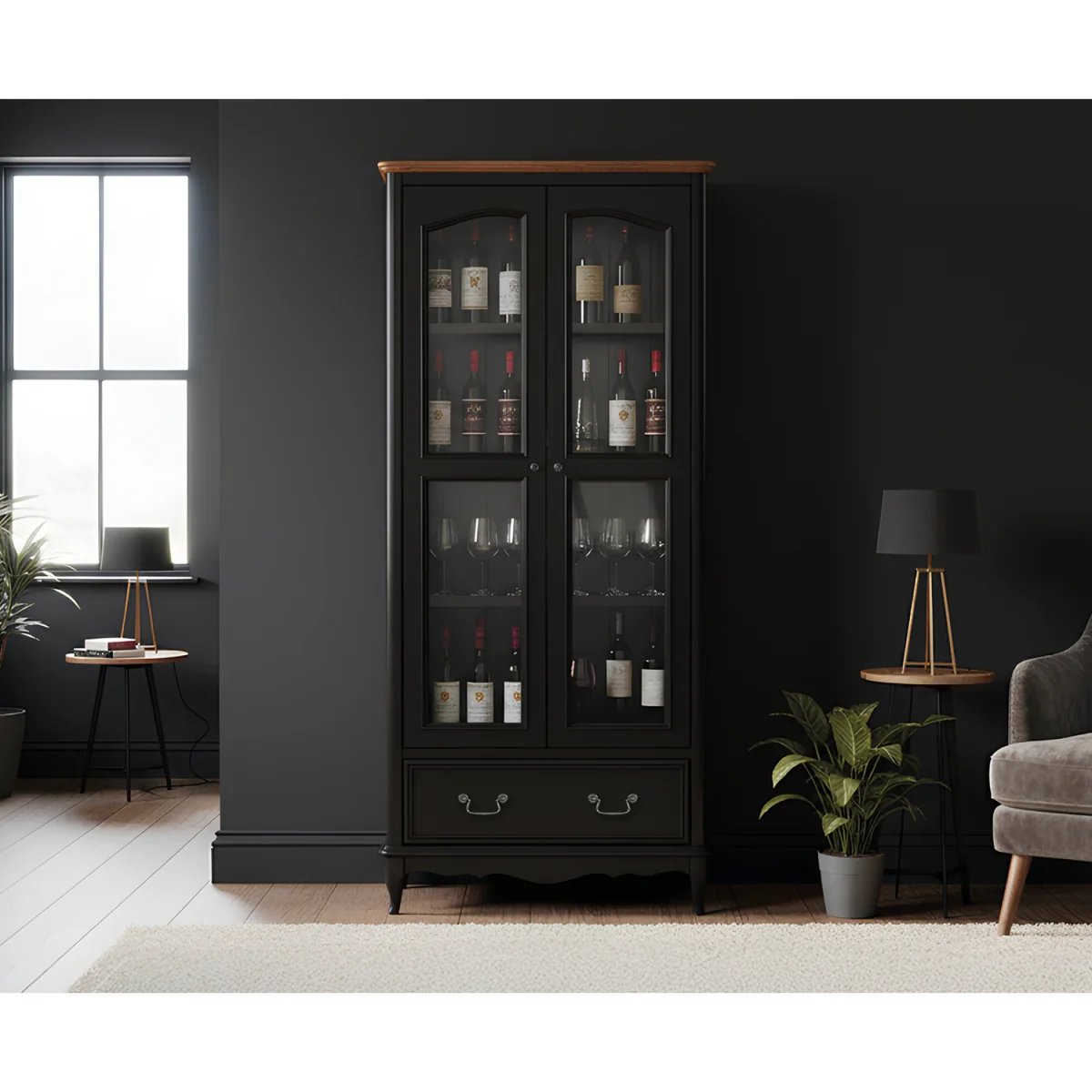 Chateau Noir Oak and Black Painted Display Cabinet – image 4