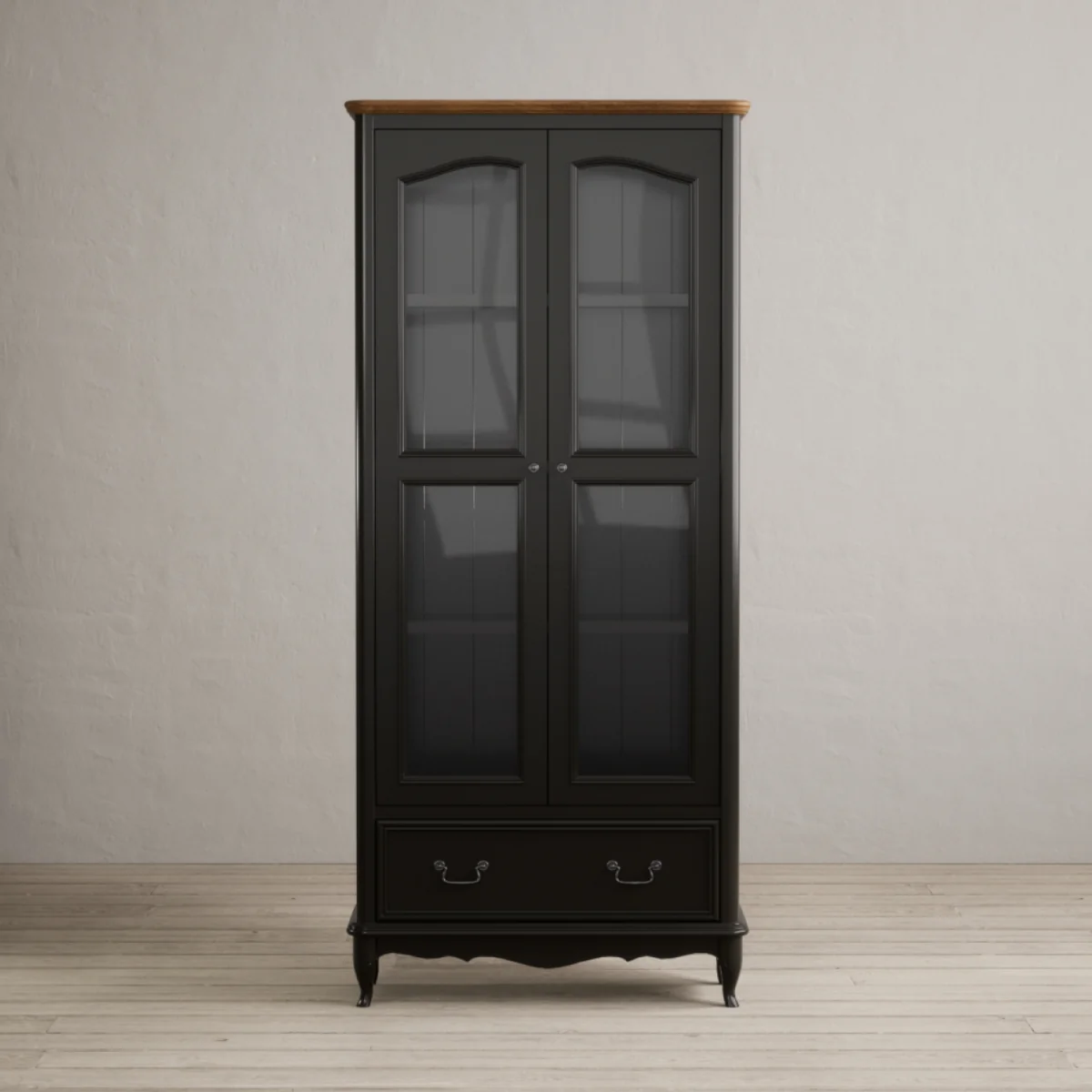 Chateau Noir Oak and Black Painted Display Cabinet – image 1