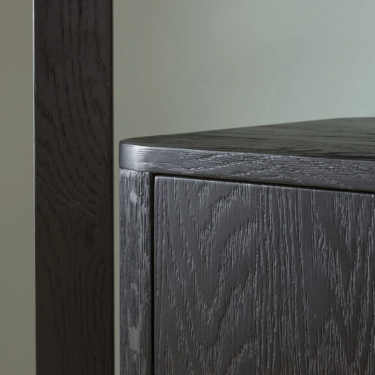 Unique Tall Bookshelf Display Unit Cabinet Black Oak Brass 203cm – image 6