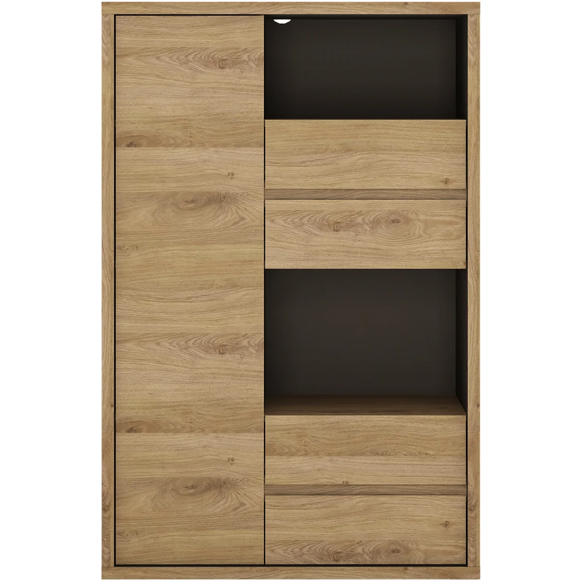 Shetland 1 Door 4 Drawer Display Cabinet - Oak – image 3