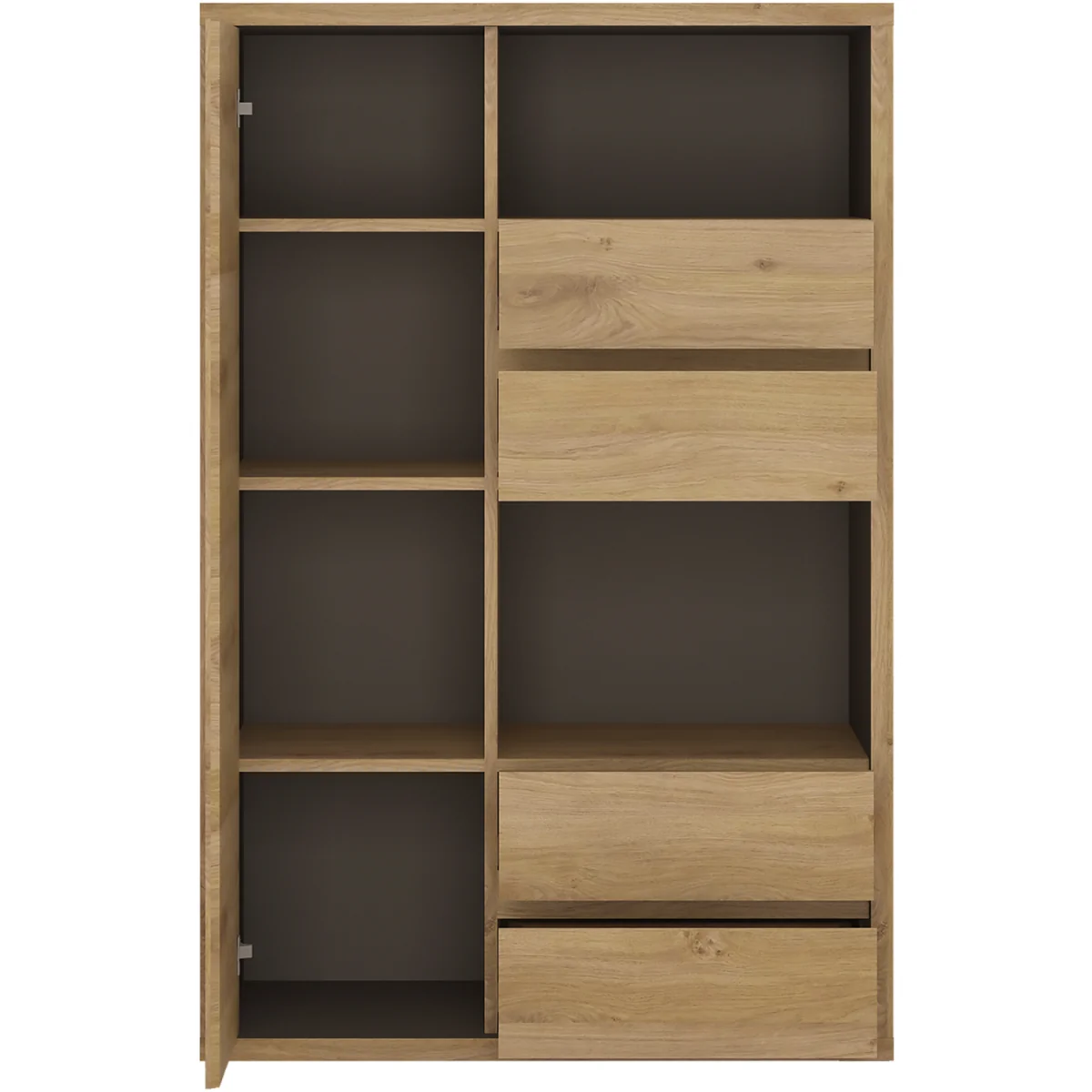 Shetland 1 Door 4 Drawer Display Cabinet - Oak – image 4