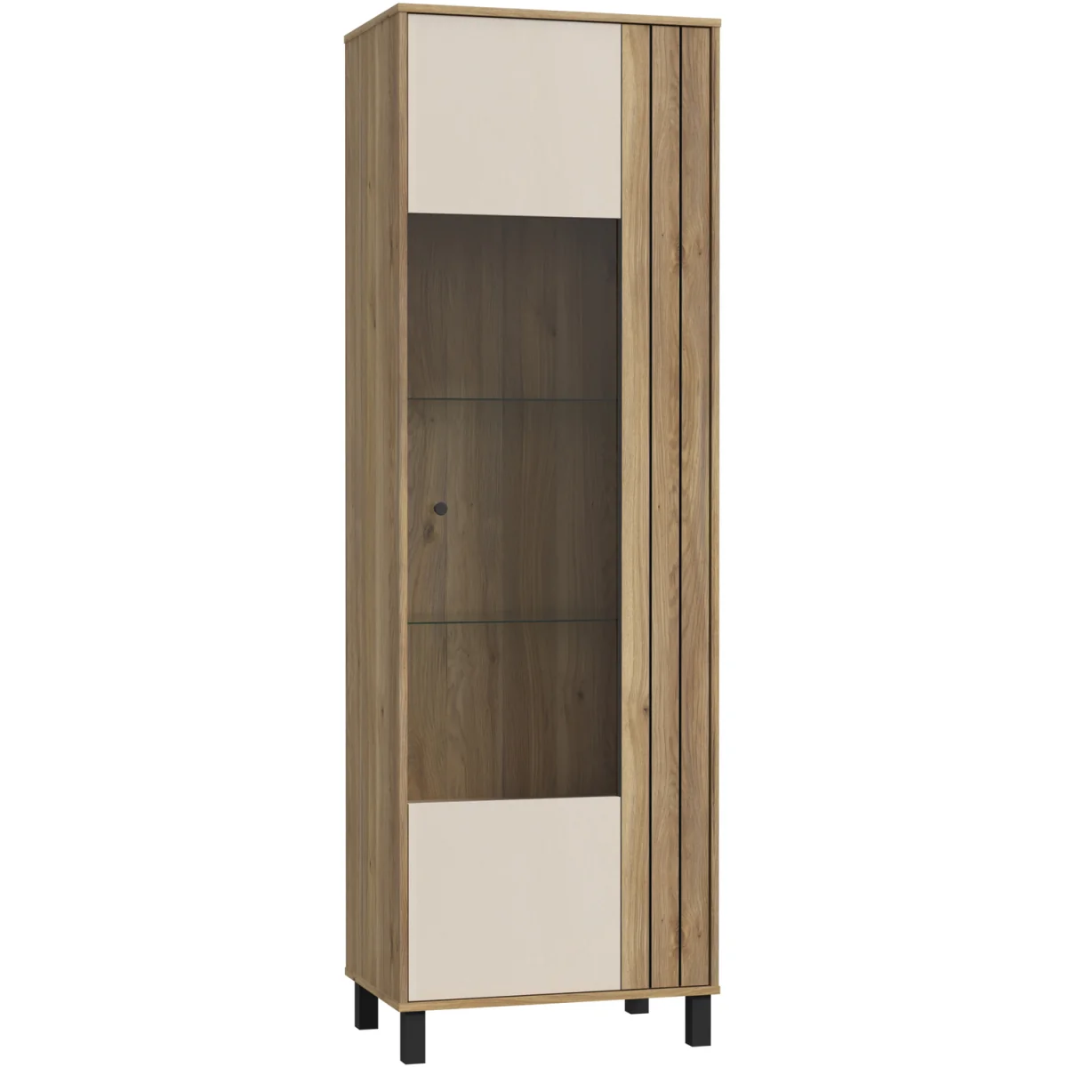 Grafton Glass Door Display Cabinet in Cream and Oak - Cream & Oak – image 2