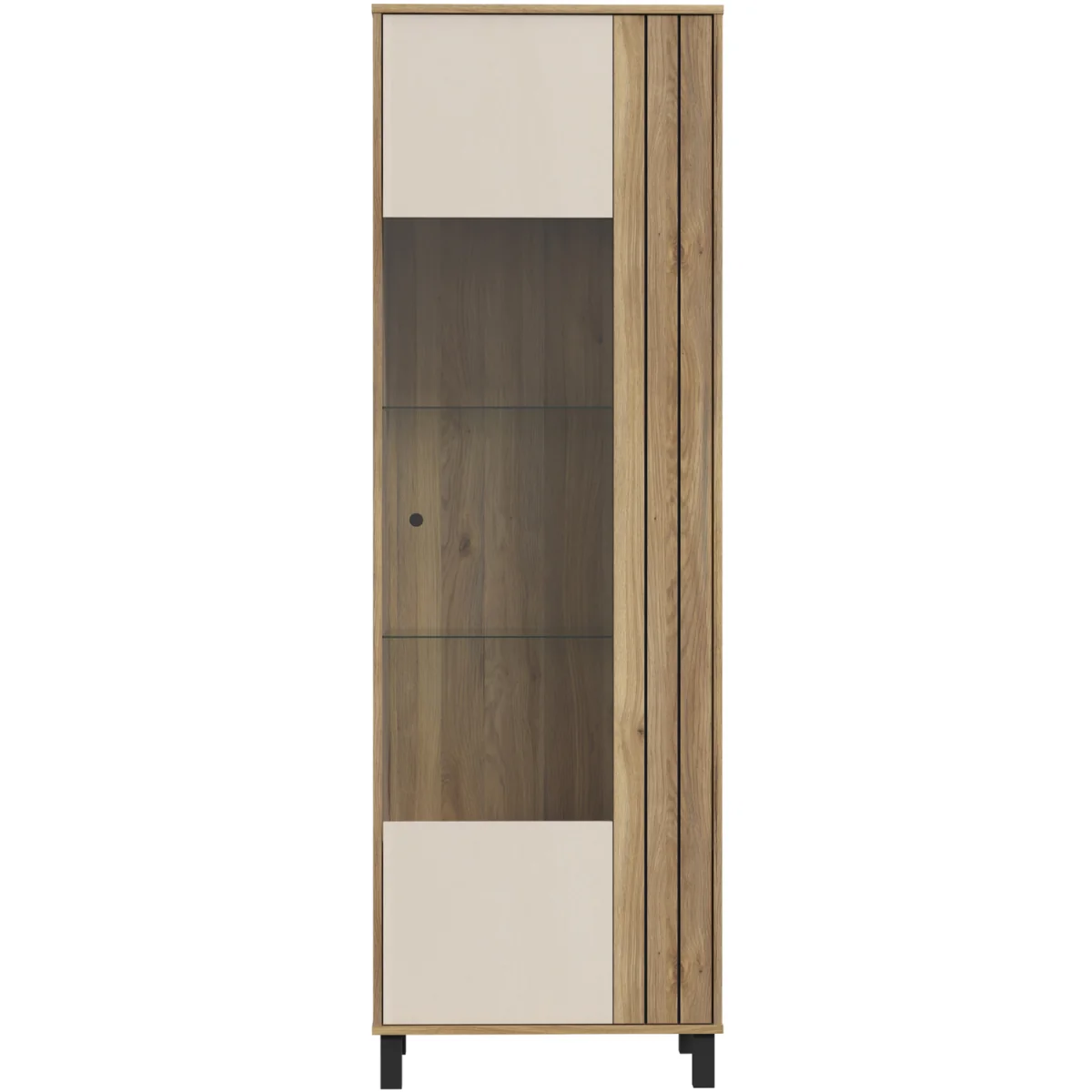 Grafton Glass Door Display Cabinet in Cream and Oak - Cream & Oak – image 3