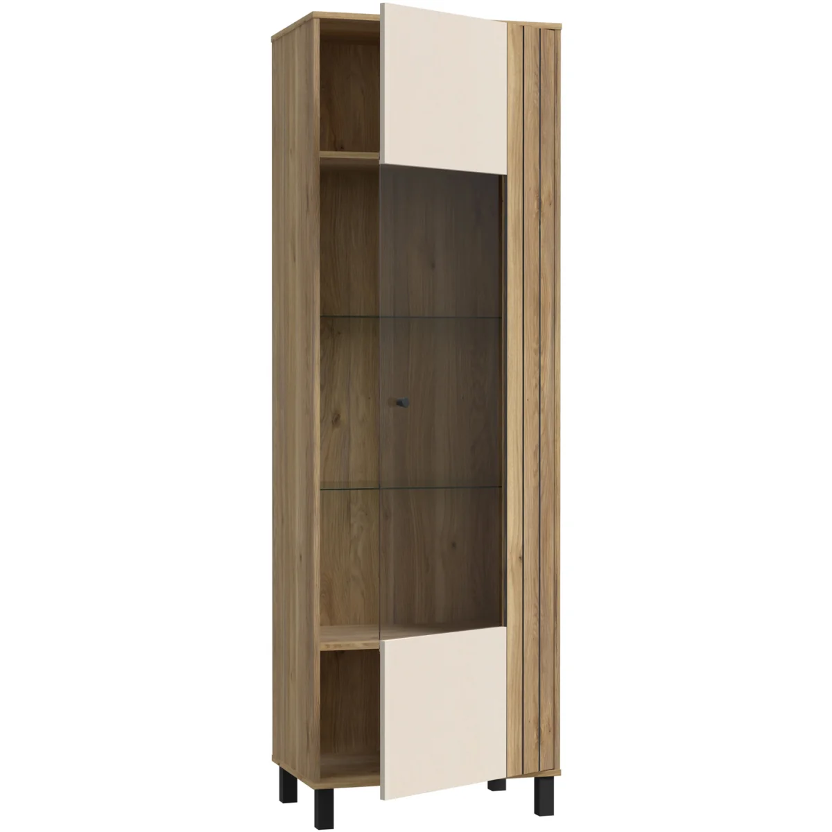 Grafton Glass Door Display Cabinet in Cream and Oak - Cream & Oak – image 4