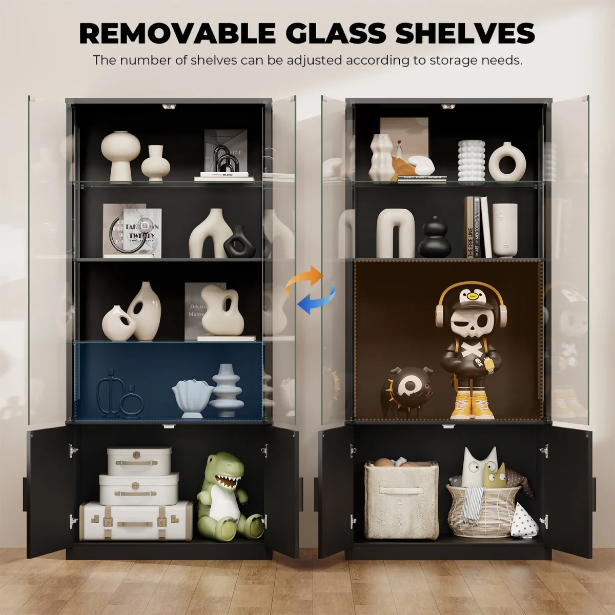 BROTTAR 67" Display Cabinet with Glass Doors - Black – image 6