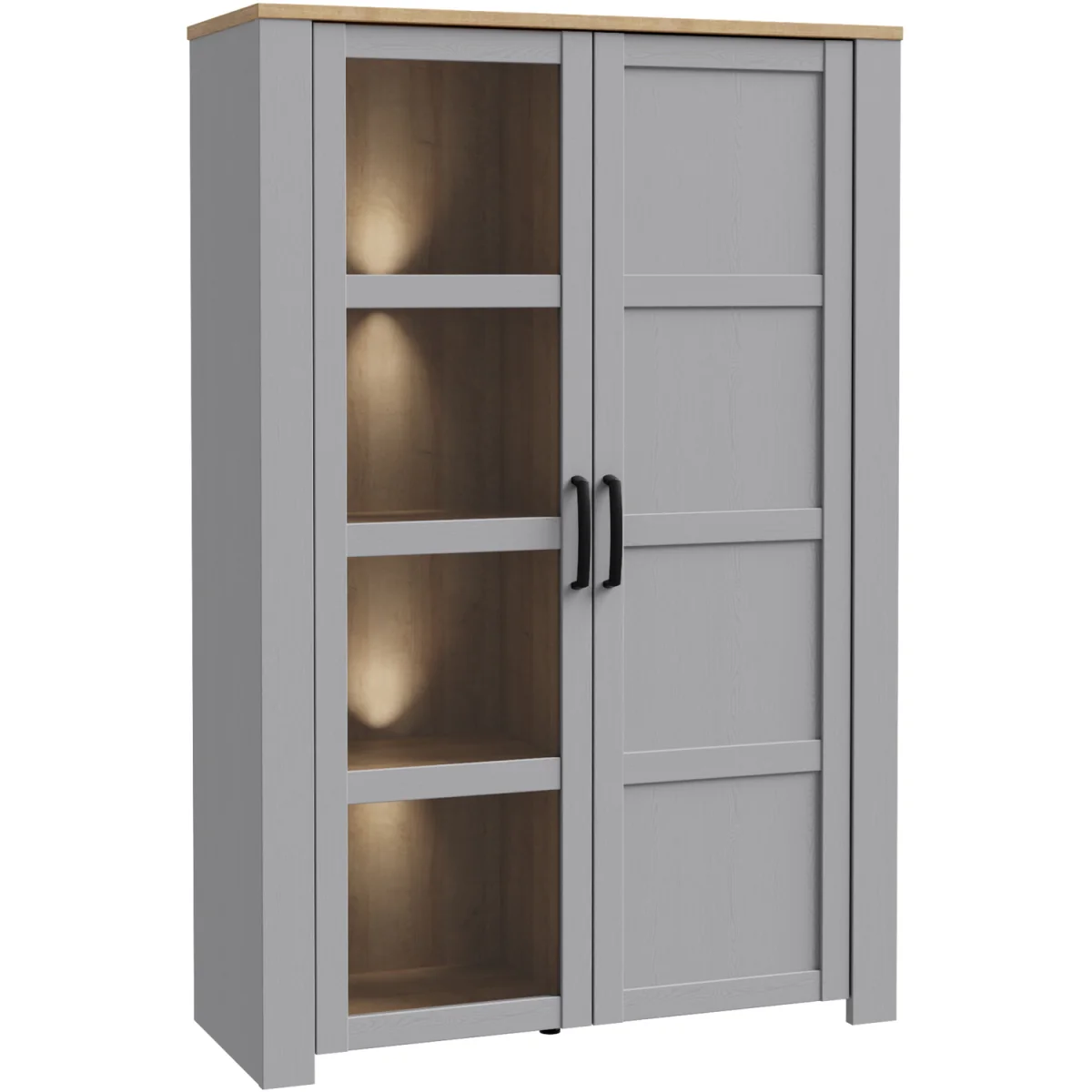 Bohol Display Cabinet inc. 2x LED Lights - Riviera Oak & Grey Oak – image 3