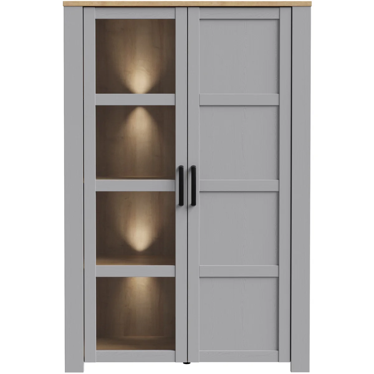 Bohol Display Cabinet inc. 2x LED Lights - Riviera Oak & Grey Oak – image 4