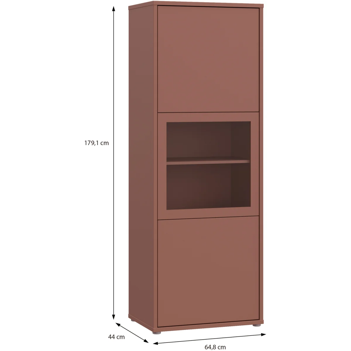 Alice Springs Narrow Display Cabinet with 3 Push-Open Doors in Sand - Sand – image 12