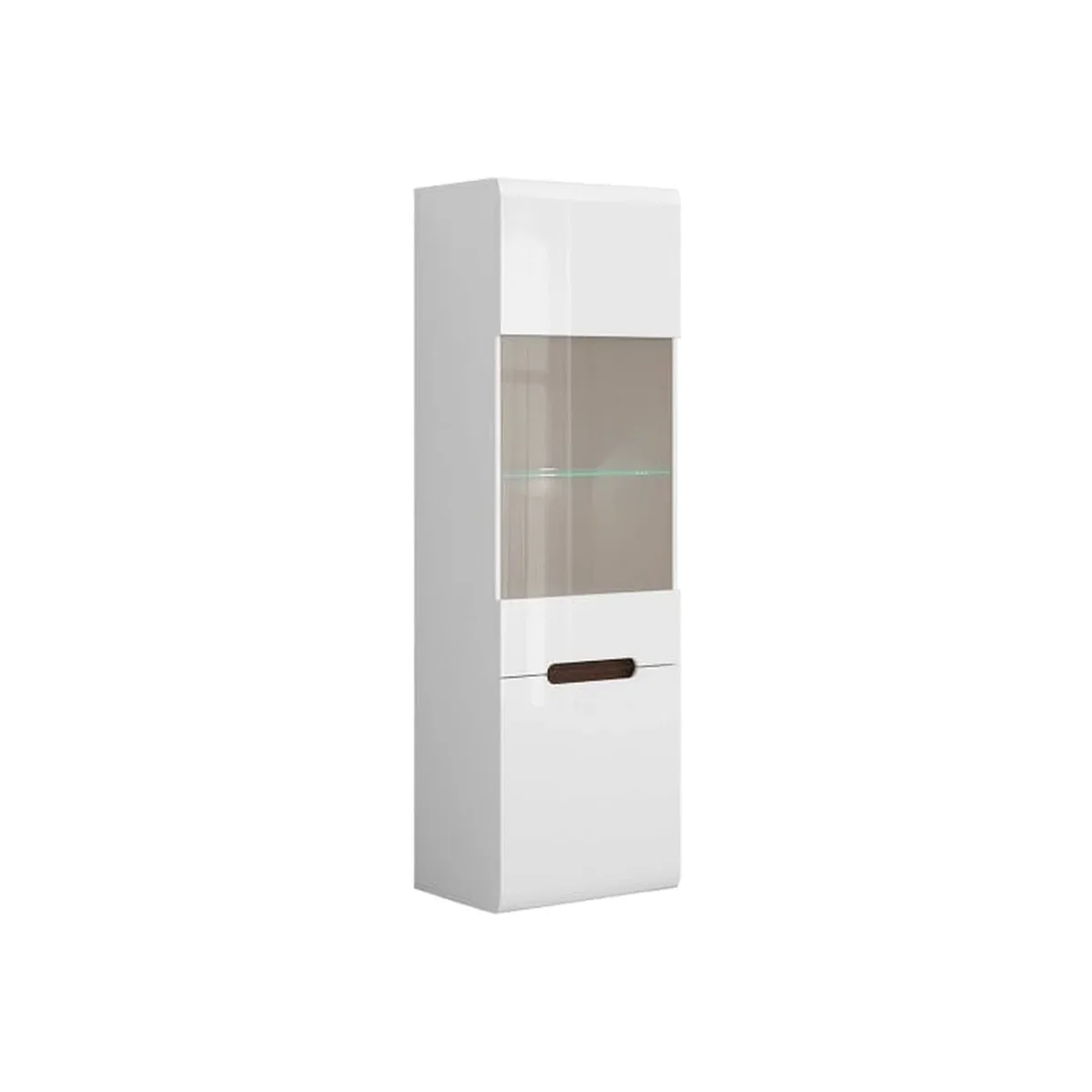 Azteca Glass Display Cabinet with Inserts & LED Lights - White Gloss
