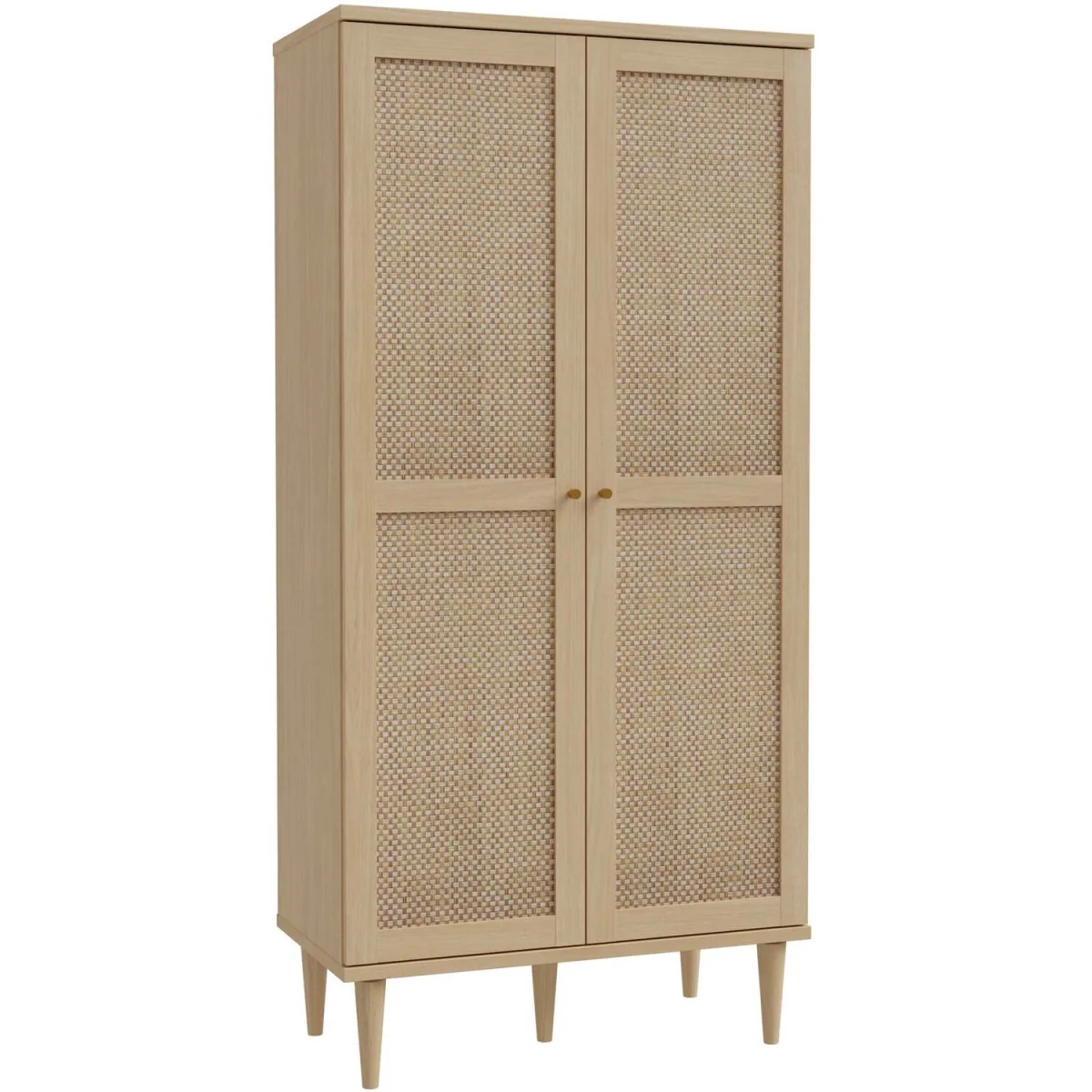 Mallowmoss 2-Door Tall Rattan and Wood Display Cabinet Natural Matt - Neutral – image 4
