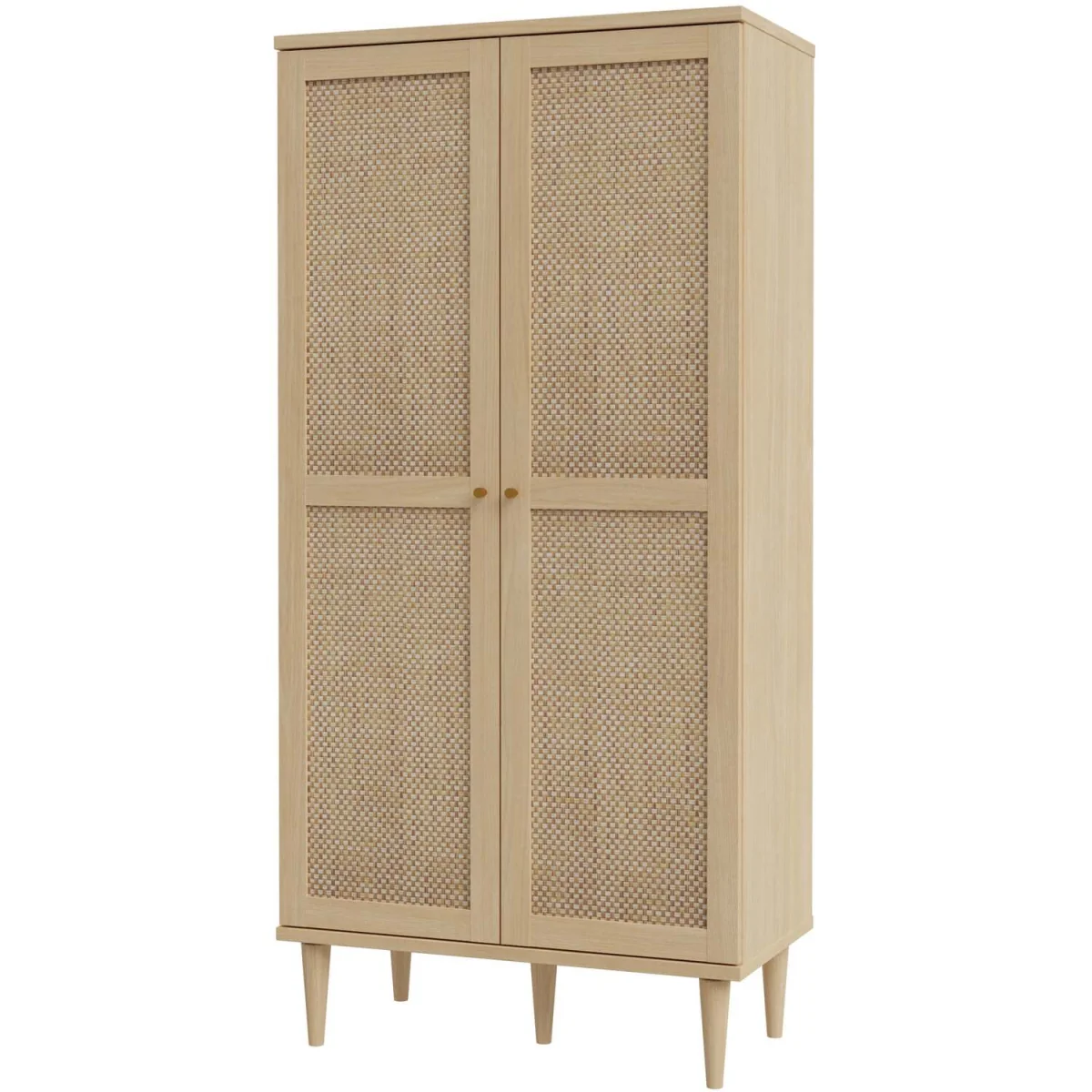 Mallowmoss 2-Door Tall Rattan and Wood Display Cabinet Natural Matt - Neutral – image 5