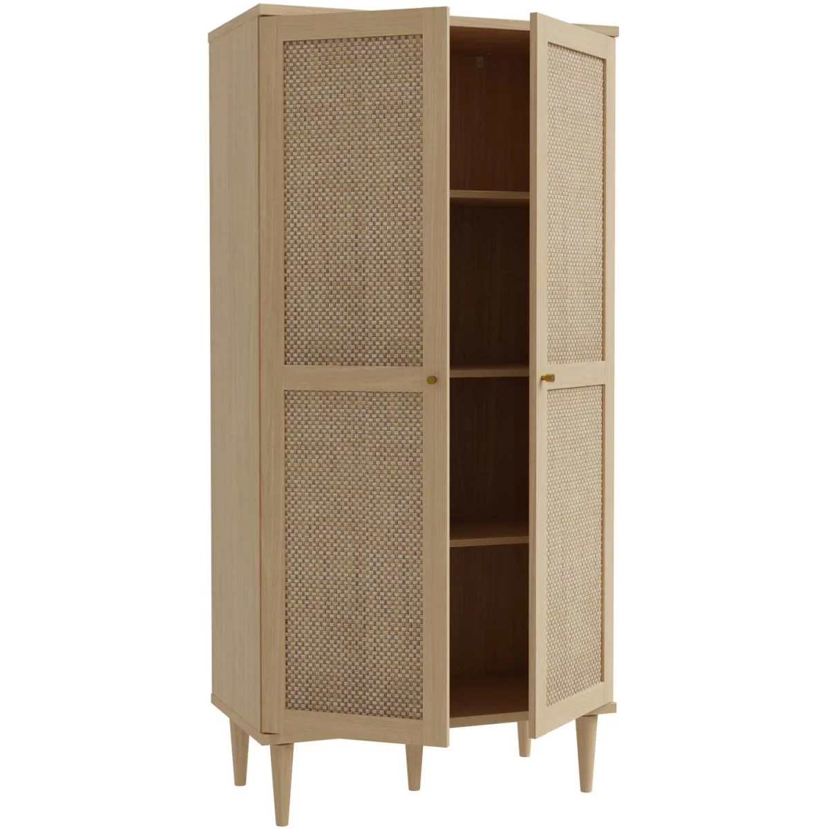 Mallowmoss 2-Door Tall Rattan and Wood Display Cabinet Natural Matt - Neutral – image 7