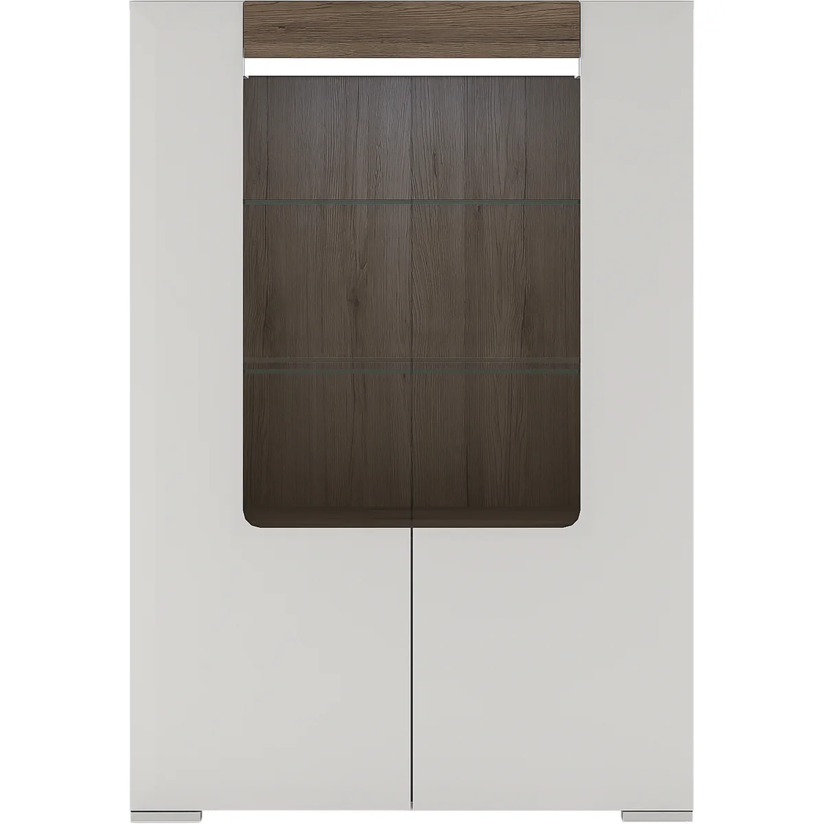 Toronto Low Glazed 2 Door Display Cabinet with Internal Shelves (inc. Plexi Lighting) - White & Oak – image 7