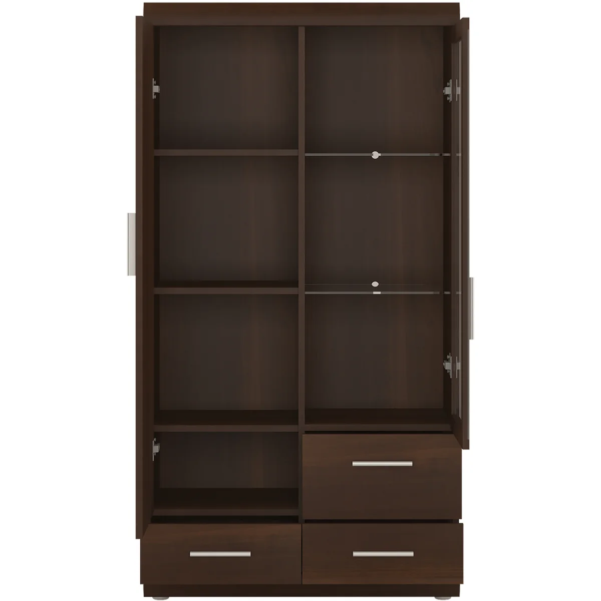 Imperial 2 Door 3 Drawer Glazed Display Cabinet in Dark Mahogany Melamine - Dark Mahogany – image 2
