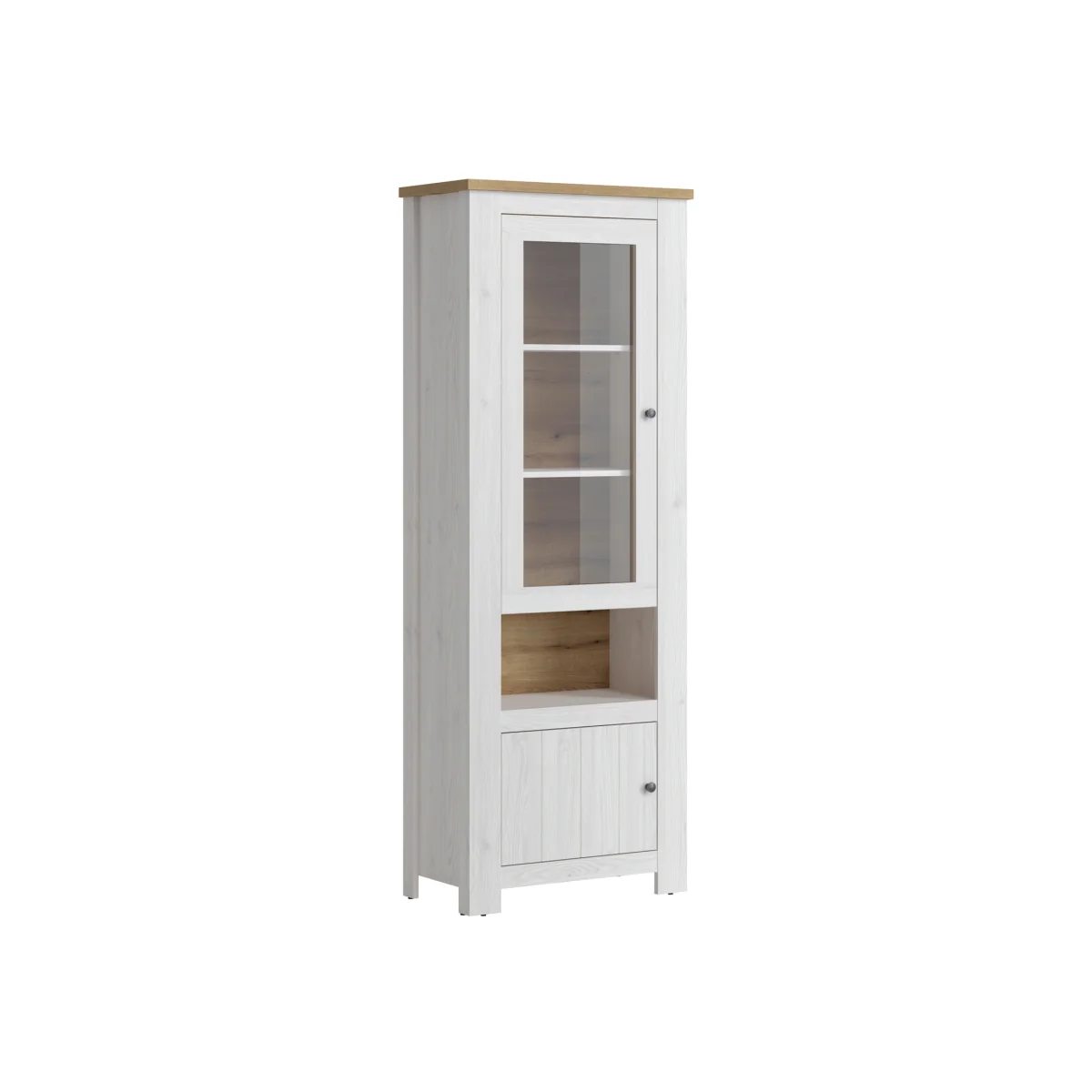 Celesto 2 Door Display Cabinet in White and Oak - White & Oak – image 1