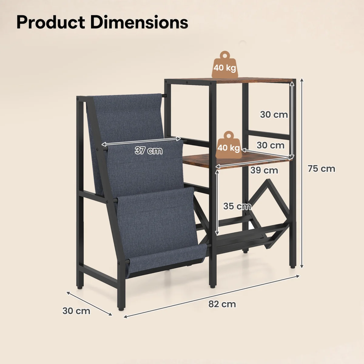 Large Industrial Turntable Table Stand with Metal Frame - Brown – image 3