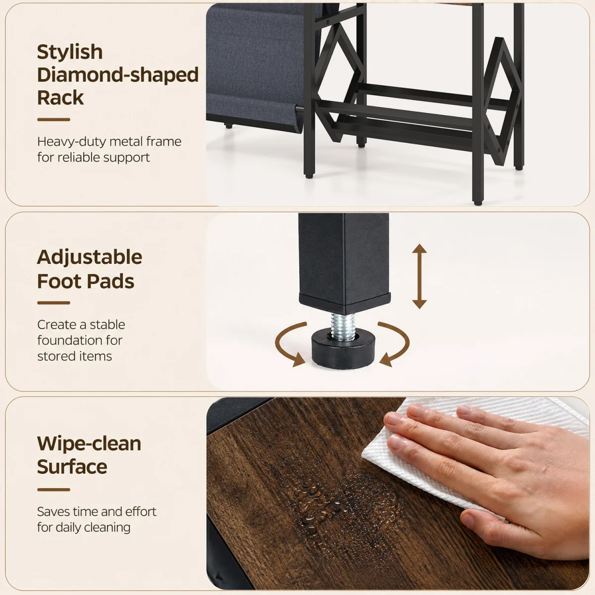 Large Industrial Turntable Table Stand with Metal Frame - Brown – image 7