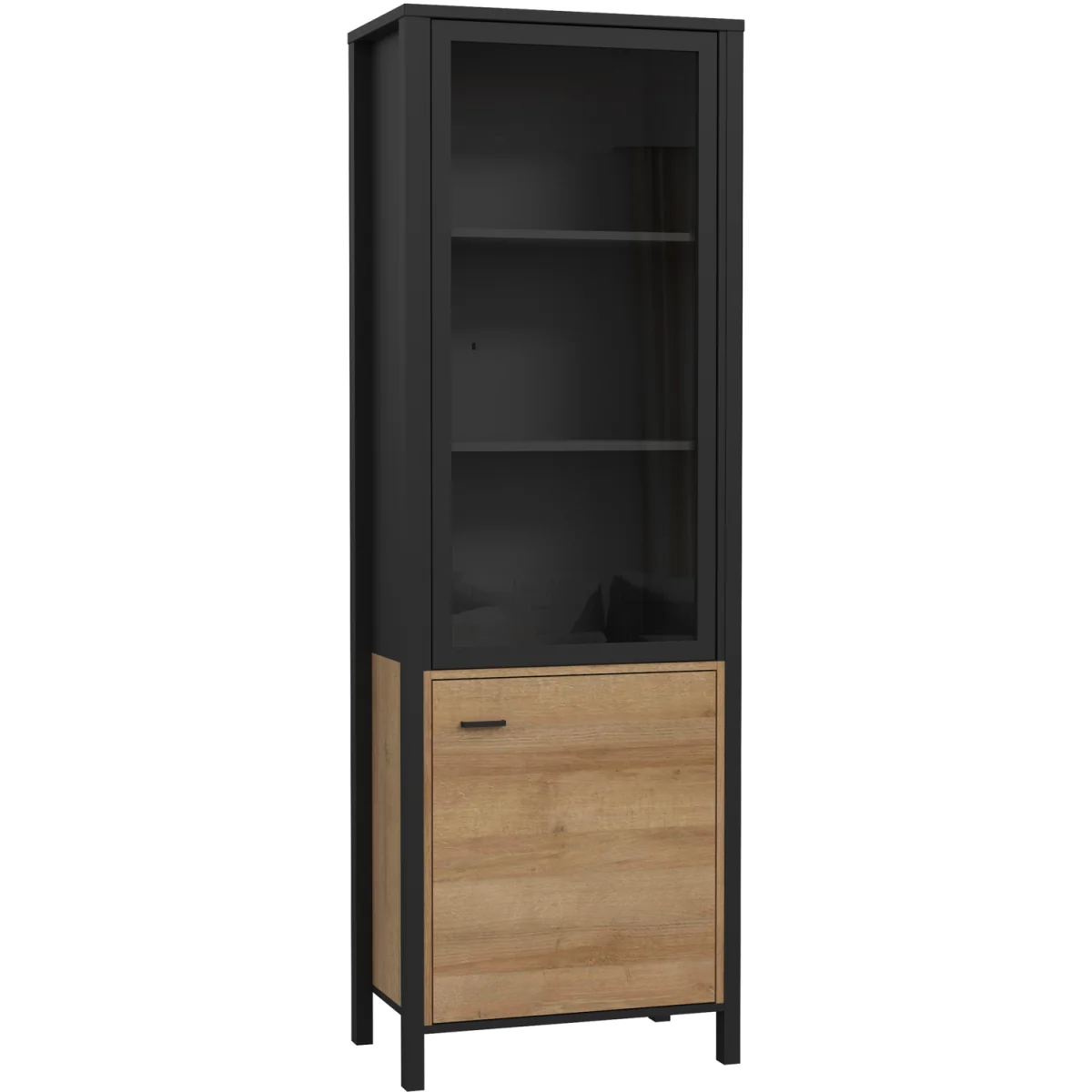 High Rock Wide Display Cabinet in Matt Black/Riviera Oak - Black & Riviera Oak – image 2