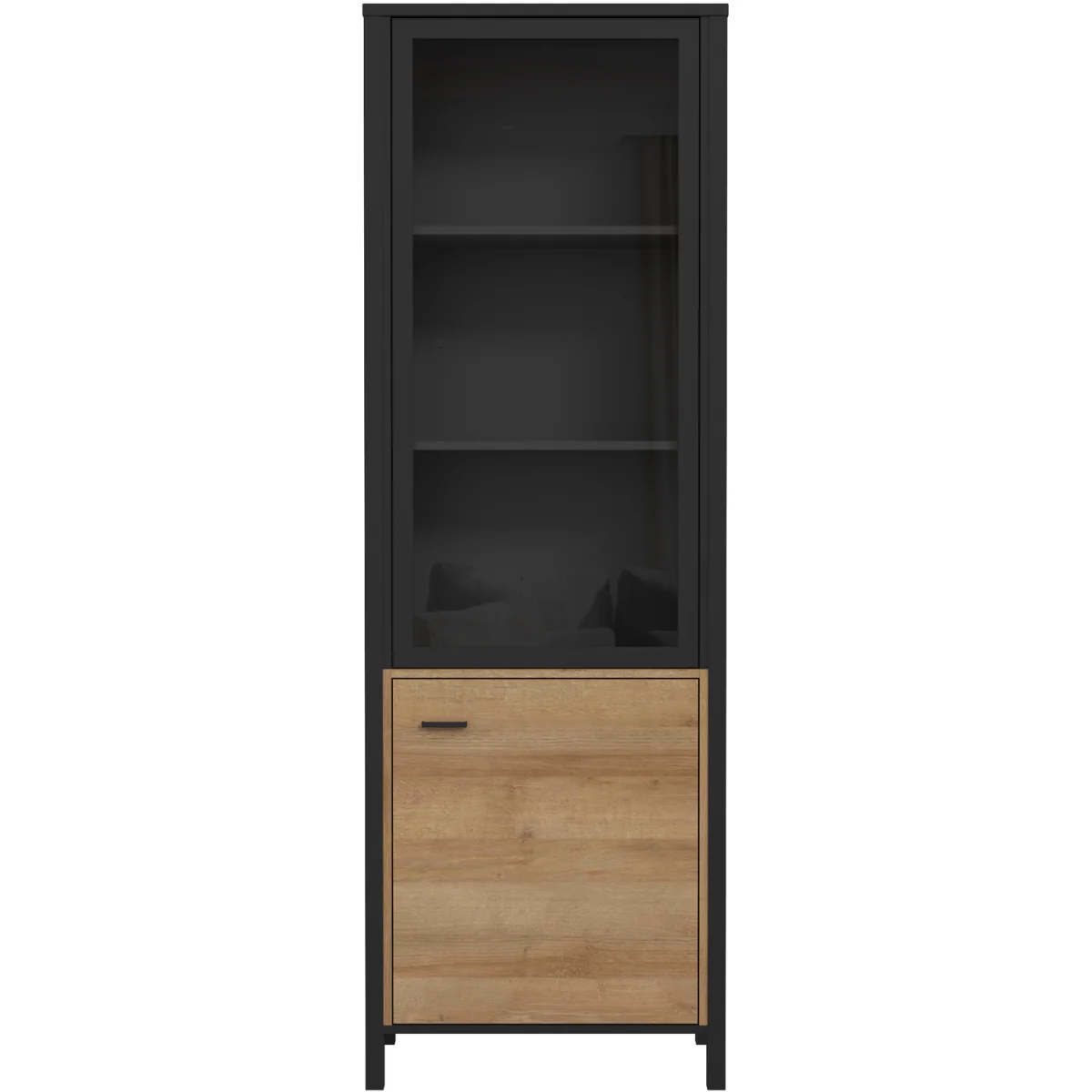 High Rock Wide Display Cabinet in Matt Black/Riviera Oak - Black & Riviera Oak – image 3