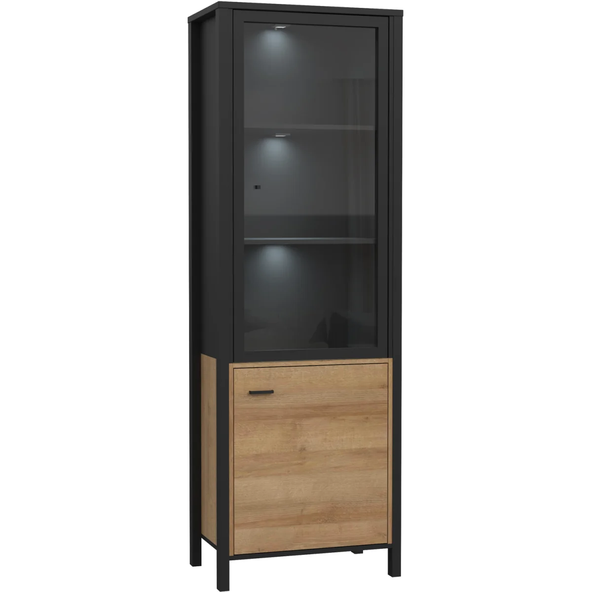 High Rock Wide Display Cabinet in Matt Black/Riviera Oak - Black & Riviera Oak – image 5