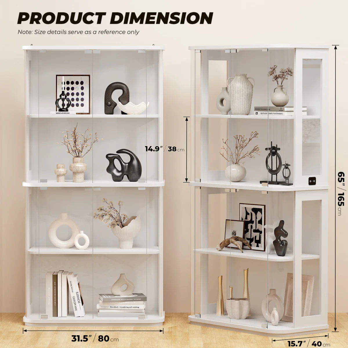 BROTTAR Rounded Display Cabinet with Glass Door,White - White – image 3