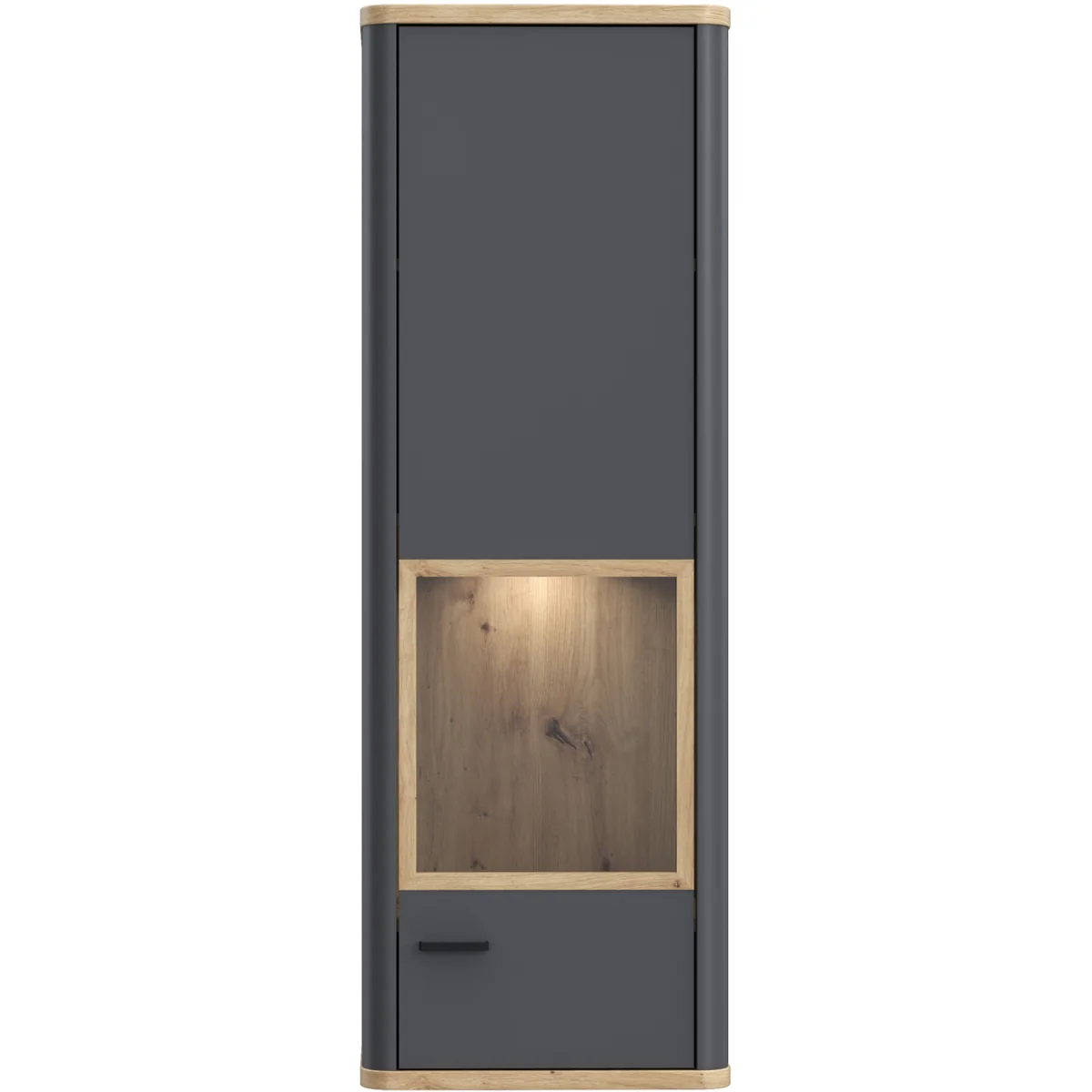 Klara Display Cabinet with 1 Glass Door in Grey and Oak inc LED Lighting - Grey & Oak – image 2