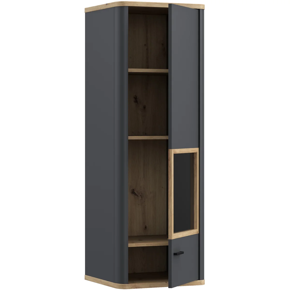 Klara Display Cabinet with 1 Glass Door in Grey and Oak inc LED Lighting - Grey & Oak – image 3