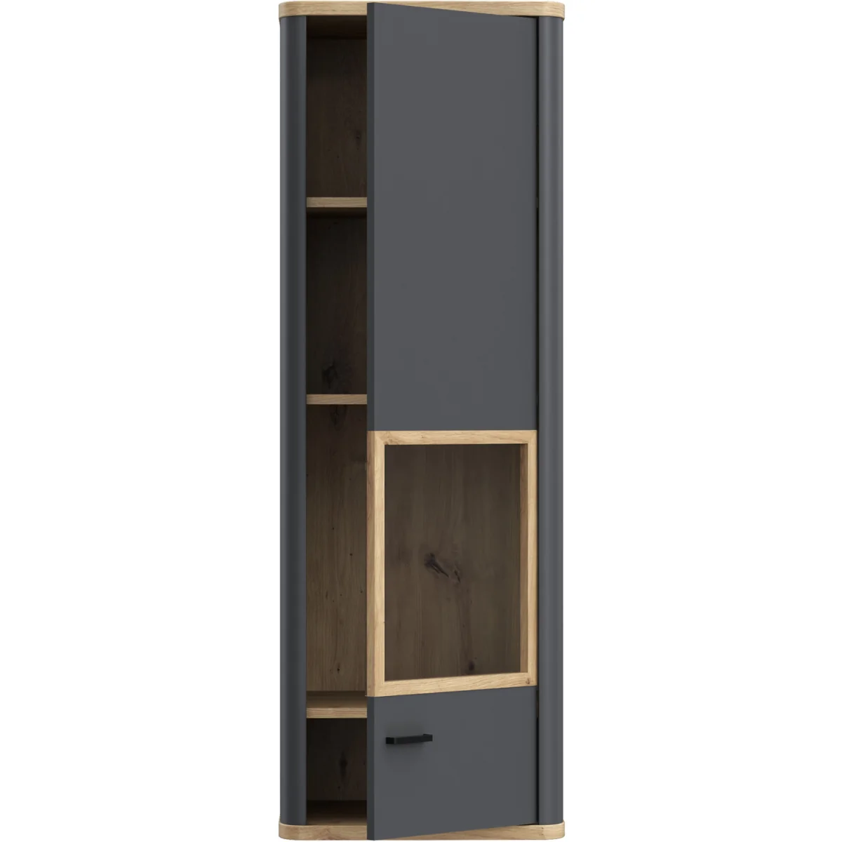 Klara Display Cabinet with 1 Glass Door in Grey and Oak inc LED Lighting - Grey & Oak – image 4