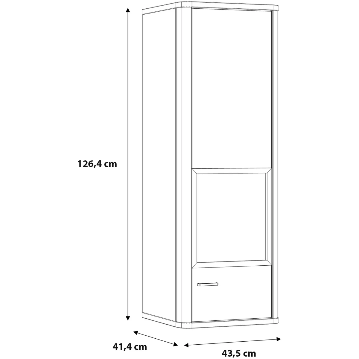 Klara Display Cabinet with 1 Glass Door in Grey and Oak inc LED Lighting - Grey & Oak – image 7