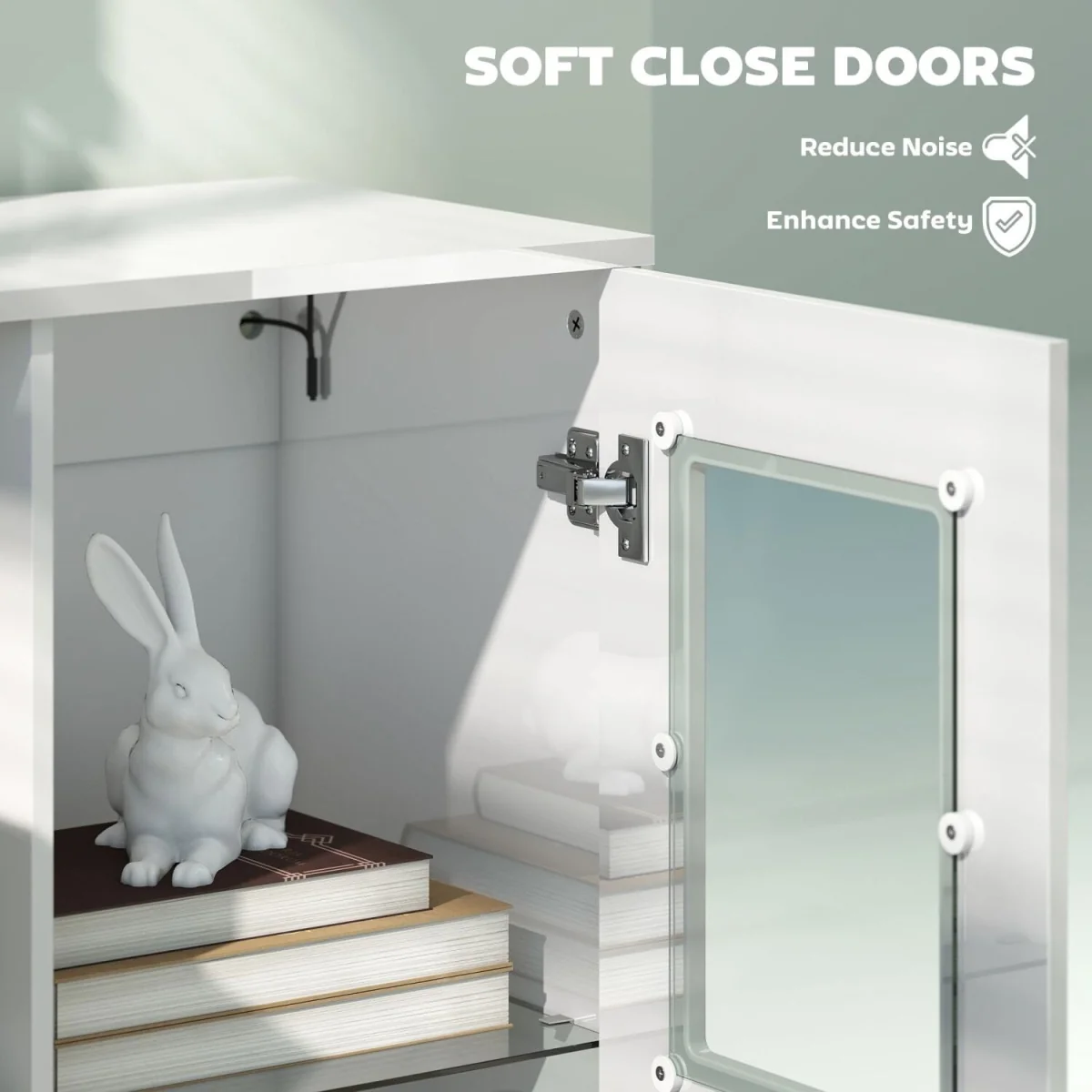 Sora Coma High Gloss and Matte White Tall Display Cabinet with LED Lighting – image 8