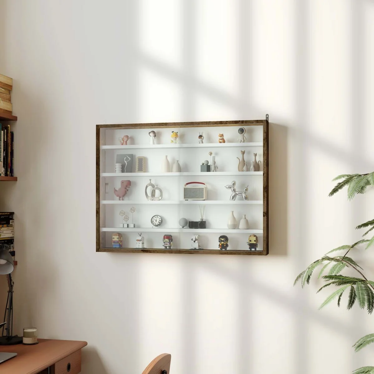 Fitora 5-Tier Rustic Brown Wall Display Cabinet 80 x 9.5 x 60 cm – image 3
