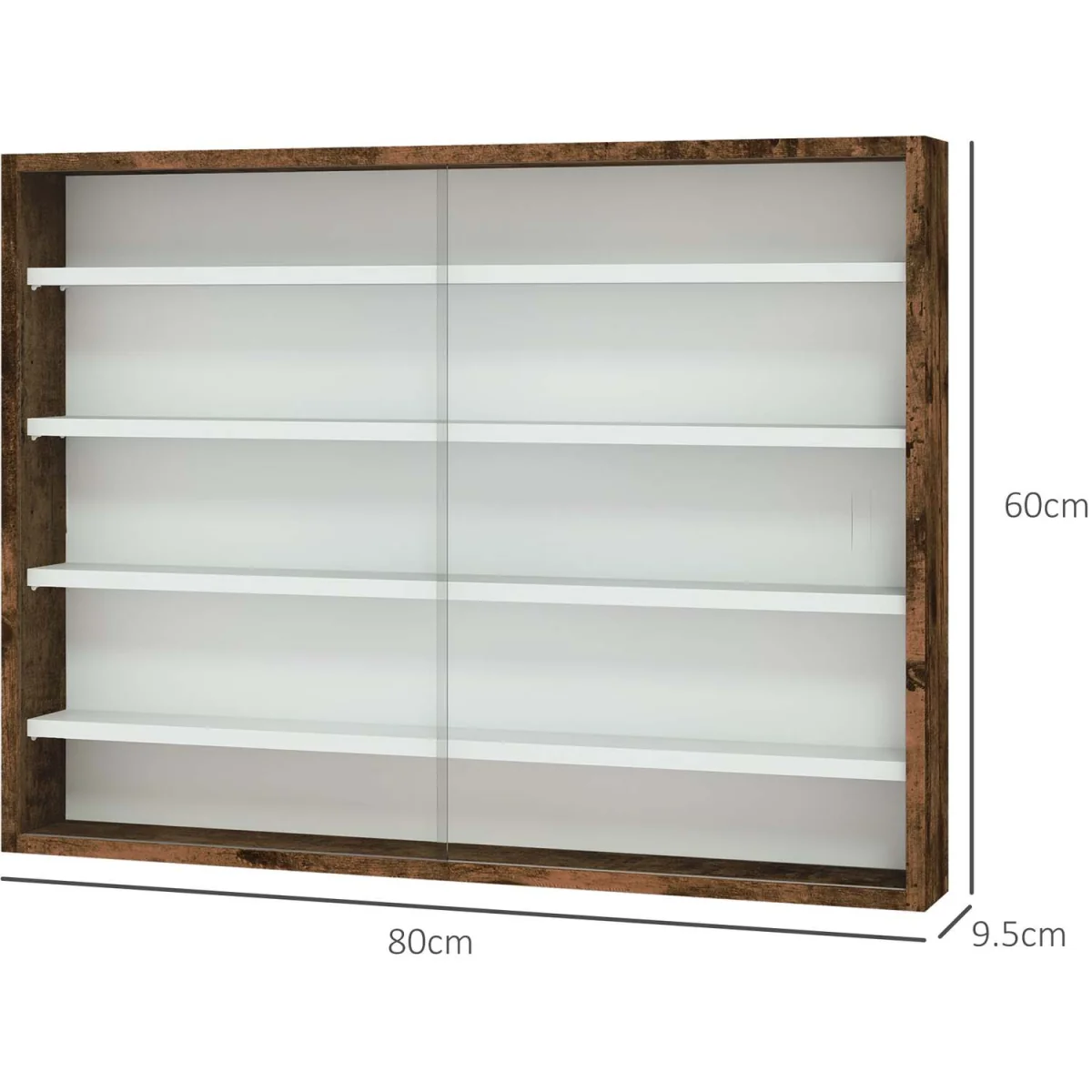 Fitora 5-Tier Rustic Brown Wall Display Cabinet 80 x 9.5 x 60 cm – image 4