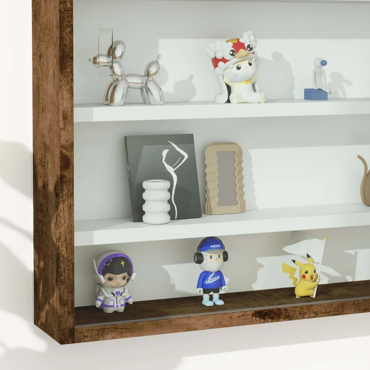 Fitora 5-Tier Rustic Brown Wall Display Cabinet 80 x 9.5 x 60 cm – image 9