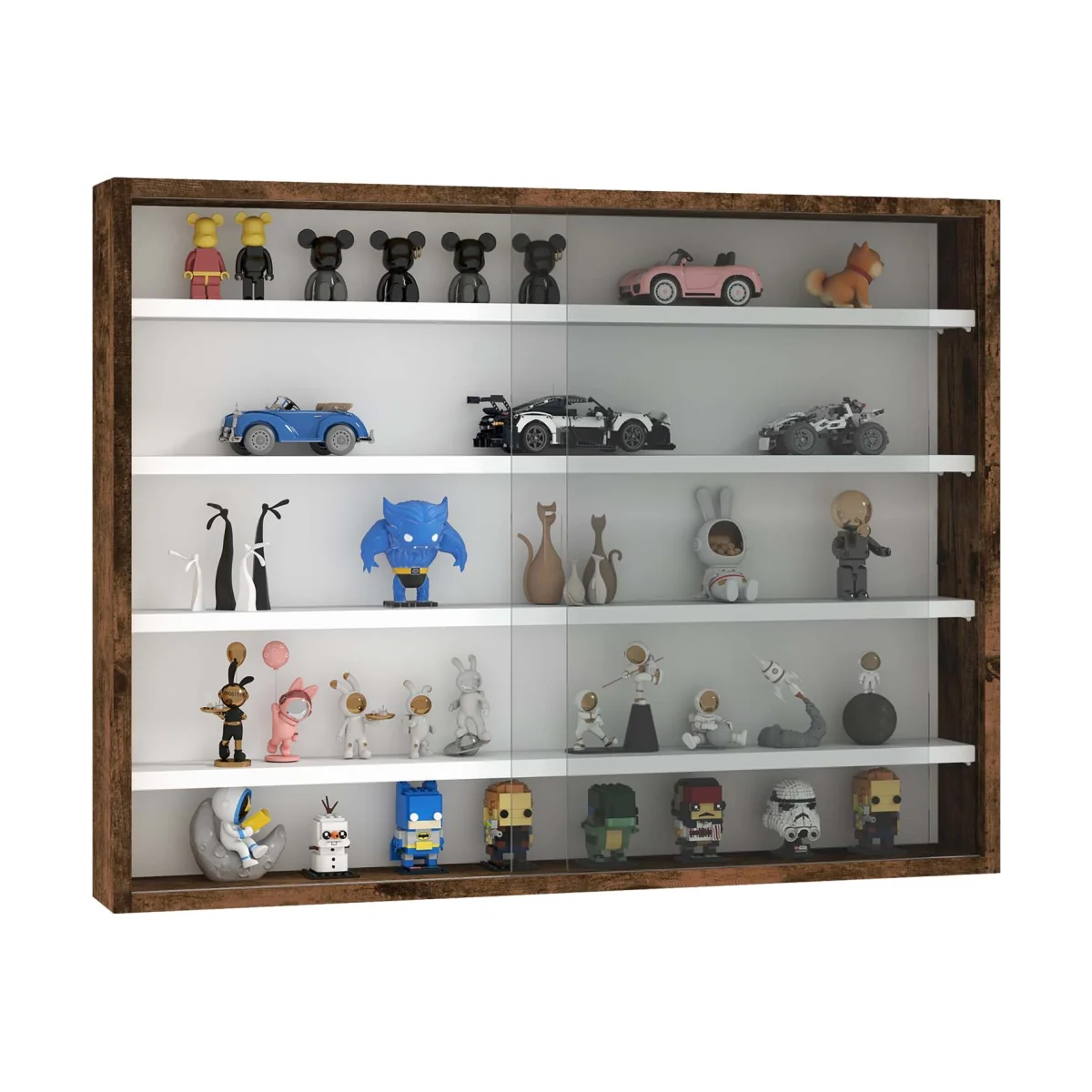 Fitora 5-Tier Rustic Brown Wall Display Cabinet 80 x 9.5 x 60 cm – image 1