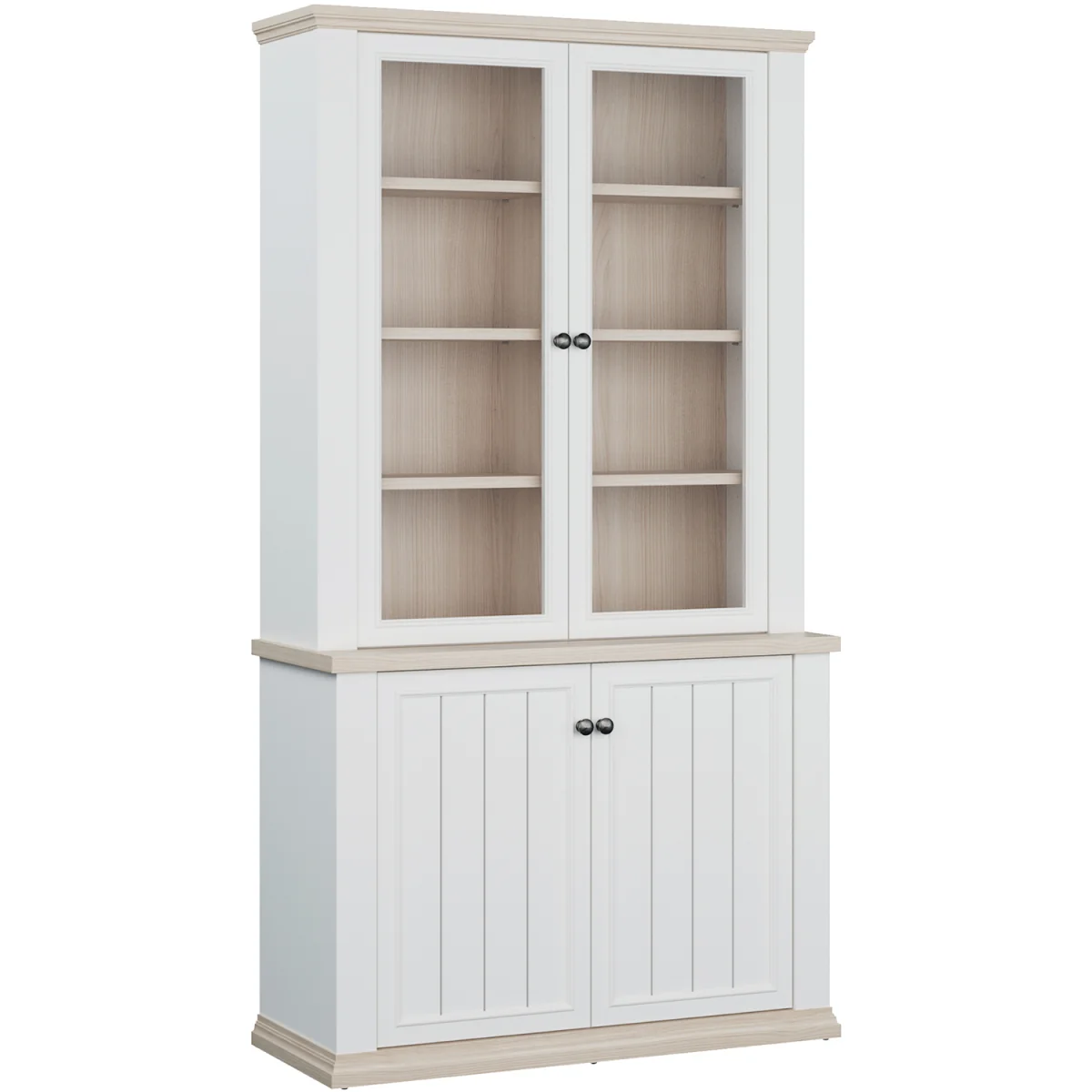 Pontypool 4 Door Display Cabinet - White and Riva Oak – image 13