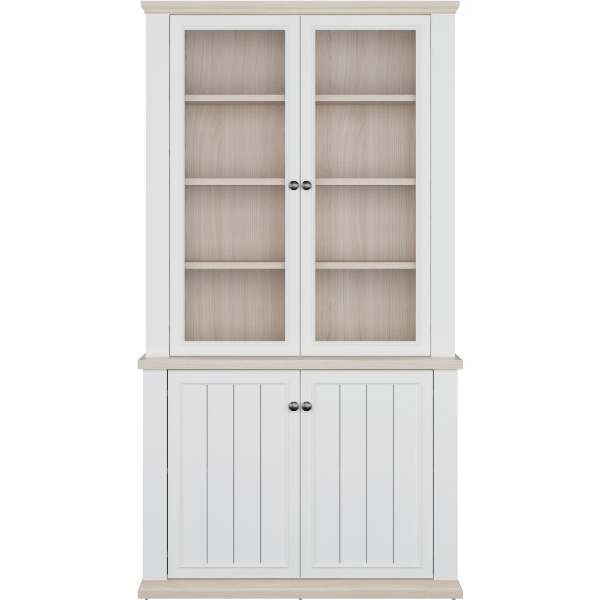 Pontypool 4 Door Display Cabinet - White and Riva Oak – image 14