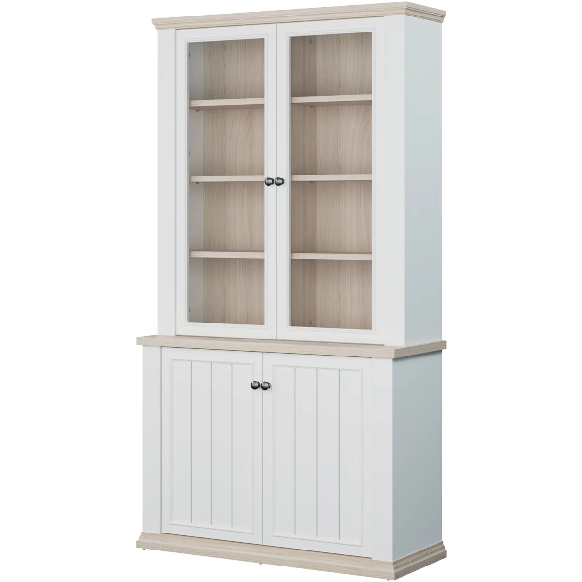 Pontypool 4 Door Display Cabinet - White and Riva Oak – image 15
