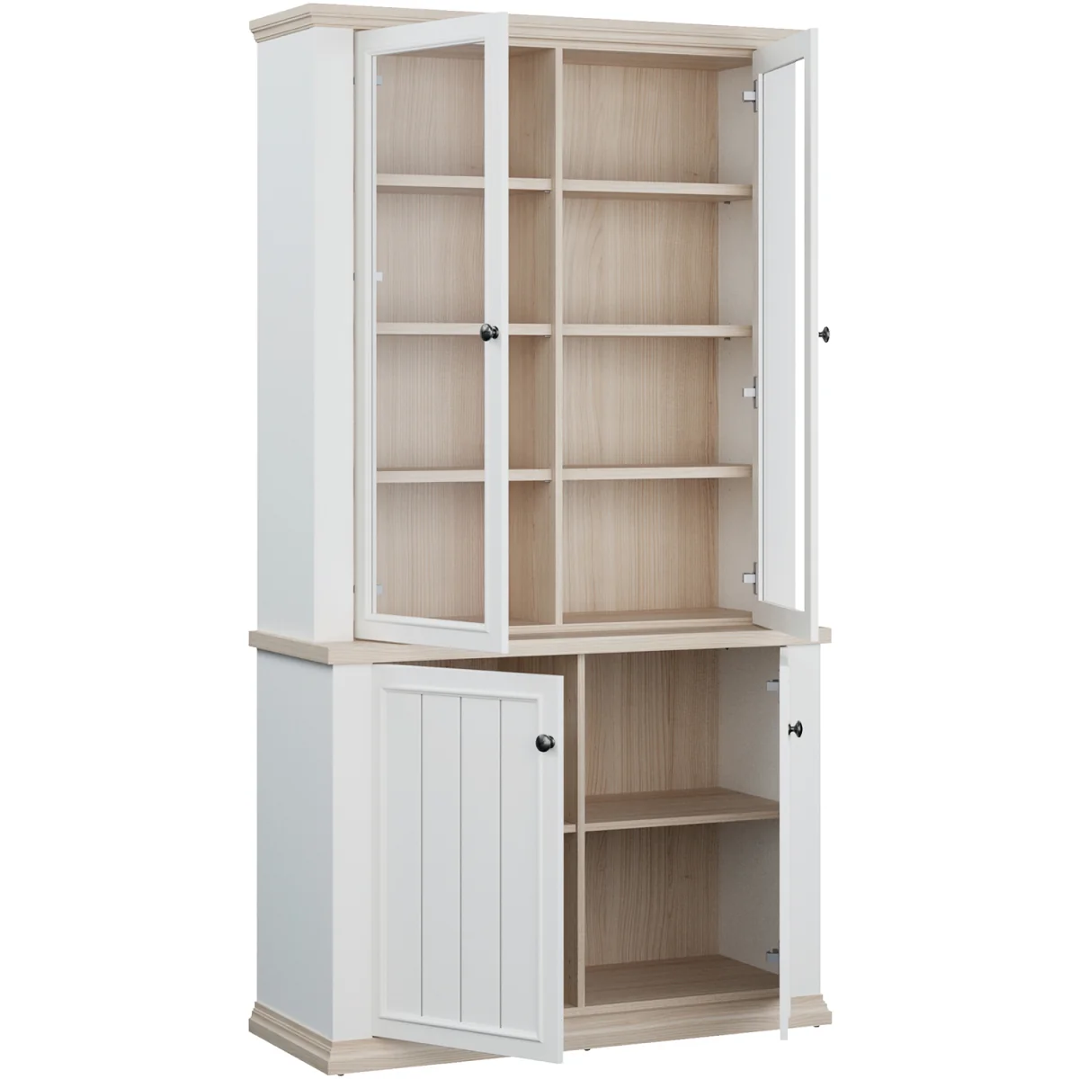 Pontypool 4 Door Display Cabinet - White and Riva Oak – image 16