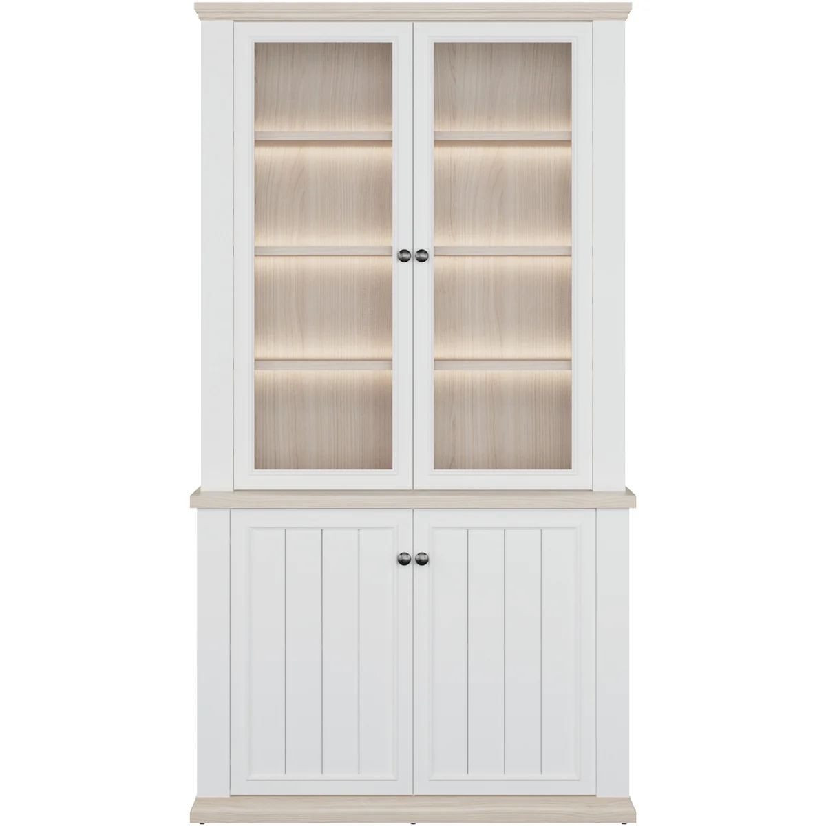 Pontypool 4 Door Display Cabinet - White and Riva Oak – image 18