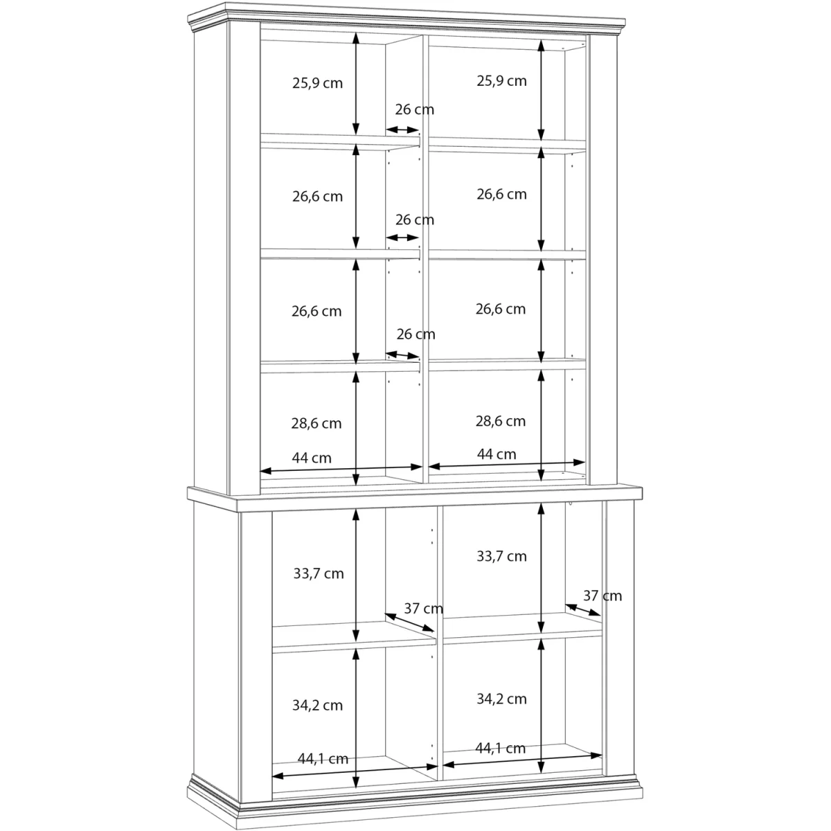 Pontypool 4 Door Display Cabinet - White and Riva Oak – image 23