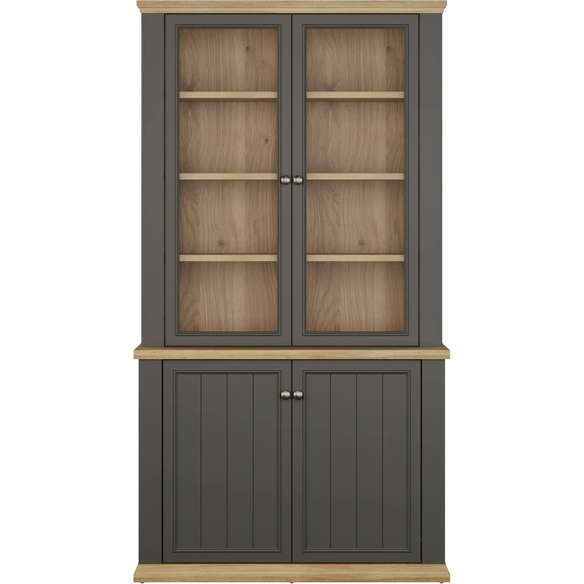 Pontypool 4 Door Display Cabinet - White and Riva Oak – image 5