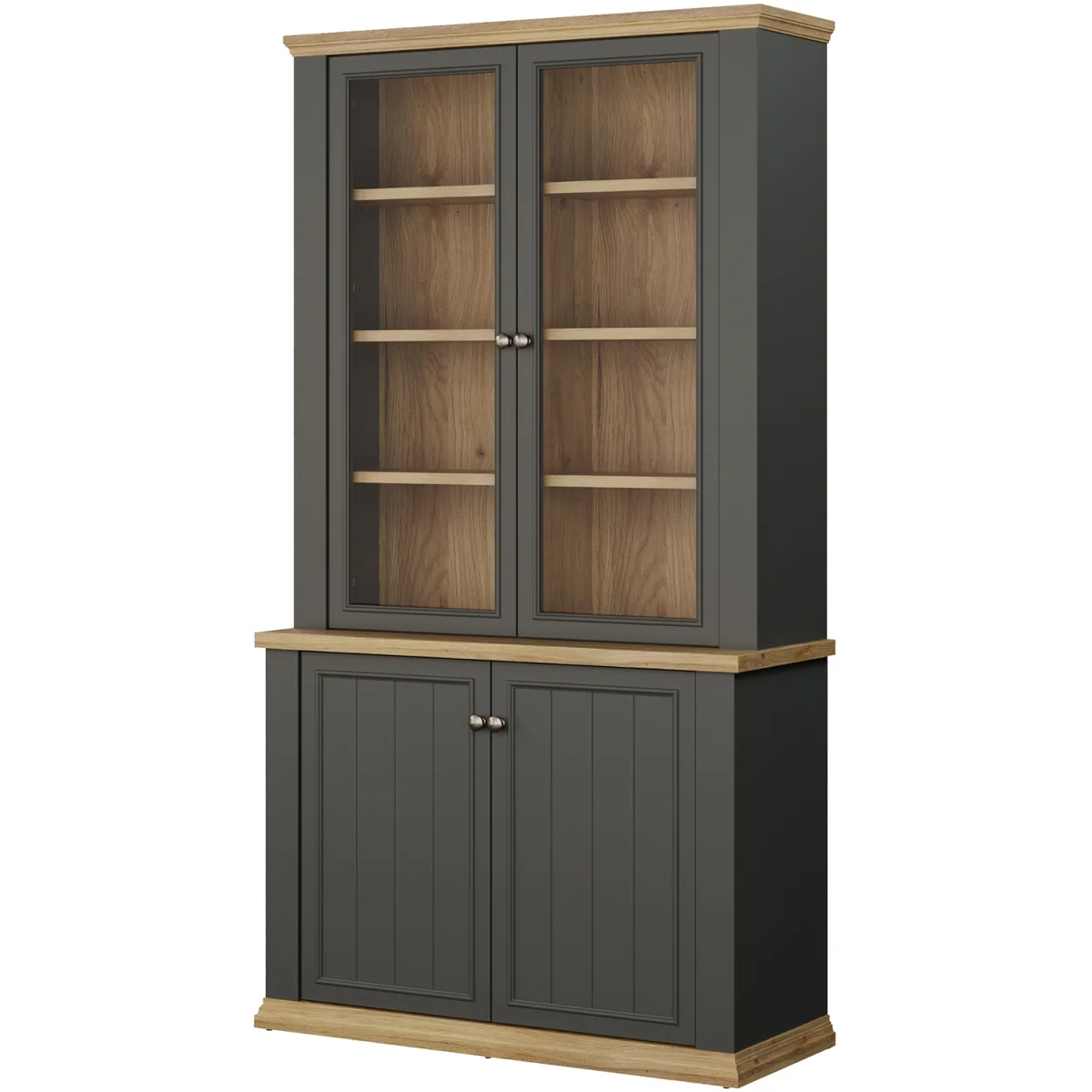 Pontypool 4 Door Display Cabinet - White and Riva Oak – image 6