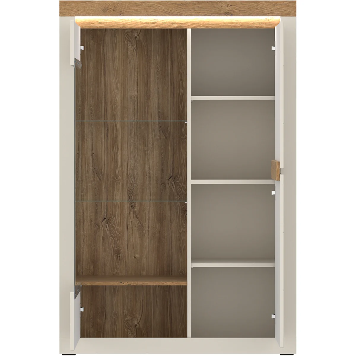 Naxxar Display Cabinet with 2 Doors (RH) in Cashmere and Stone Oak - Cashmere & Stone Oak – image 3